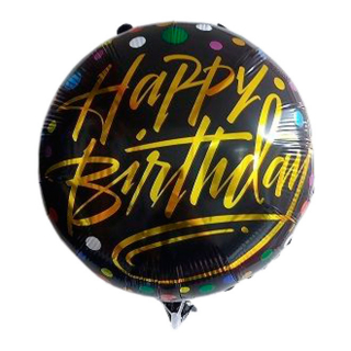 Фолиев балон Happy Birthday черен