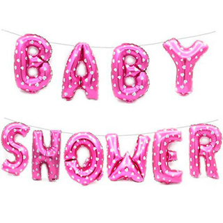 Фолиеви балони букви BABY SHOWER, розови на бели сърца Торти Чочко