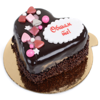 Мини тортa шоколадово сърце с надпис Обичам те! Торти Чочко.