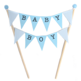 Топер за торта флагчета Baby Boy в син цвят от Торти Чочко. Ръчно изработен в България, красив дизайн, високо качество, готов за употреба. Направени изцяло от висококачествени, екологично чисти материали.
