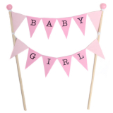 Топер за торта флагчета Baby girl в нежни цветове розов пастел от Торти Чочко. Ръчно изработен в България, красив дизайн, високо качество, готов за употреба. Направени изцяло от висококачествени, екологично чисти материали.