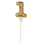 Фолиев балон на пръчка цифра 1 златен