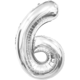 Фолиев Балон Цифра 6 Сребърен 80см