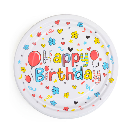 Парти чинийки Happy Birthday 18см.
