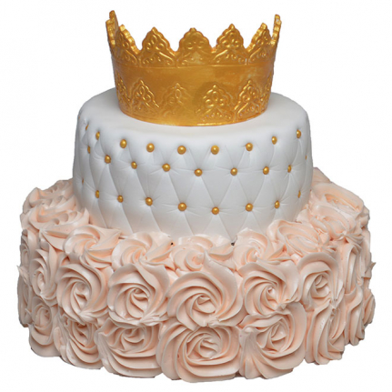 Нежна торта с корона за малки или пораснали принцеси от Торти Чочко. Сами избирате вкуса на тортата и броя парчета. Поръчайте Онлайн в София или Пловдив.