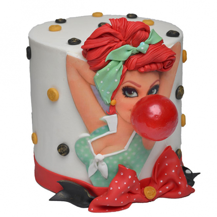 Уникална торта от торти чочко. Секси момиче надува дъфка за балончета. Бъдете различни и отпразнувайте рождения си ден с тази торта.