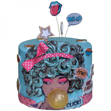 Много креативна поп арт торта подходяща за рожден ден на тинейджърка или за по големи момичета :) от Торти Чочко стил Поп Арт. Винаги актуален и шантав.