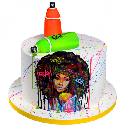 Хип хоп, графити, спрей, стрийт арт торта от Торти Чочко. Младежка и готина торта за рожден ден на тинейджъри и вече пораснали деца. Избор на пълнежи.