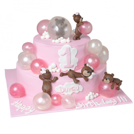Бебешка торта мечета с балони, торти чочко, торти за бебета, торта с балони, торта за момиче, розова торта, бебешка торта за момиче, торта за първи рожден ден 