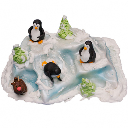 Торта ледена пързалка с пингвини от Торти Чочко