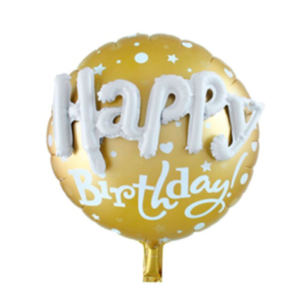 Фолиев балон с обемен 3D надпис Happy Birthday златен