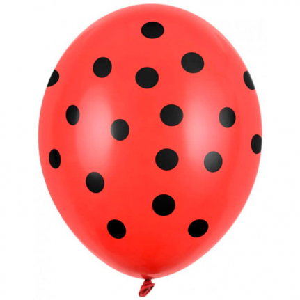 Балони червени с черни точки от Торти Чочко. Украса за рожден ден към тортата.