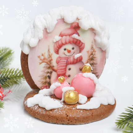 Коледно медено преспапие Торти Чочко. Коледна опаковка. Коледни подаръци. Коледна меденка Снежен човек