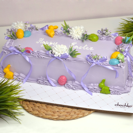 Великденска торта с пролетни цветове, цветни шоколадови бонбони и цветя – празничен десерт от Chochko