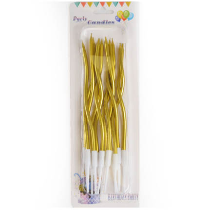 Свещи Златни къдрави парти /12бр./